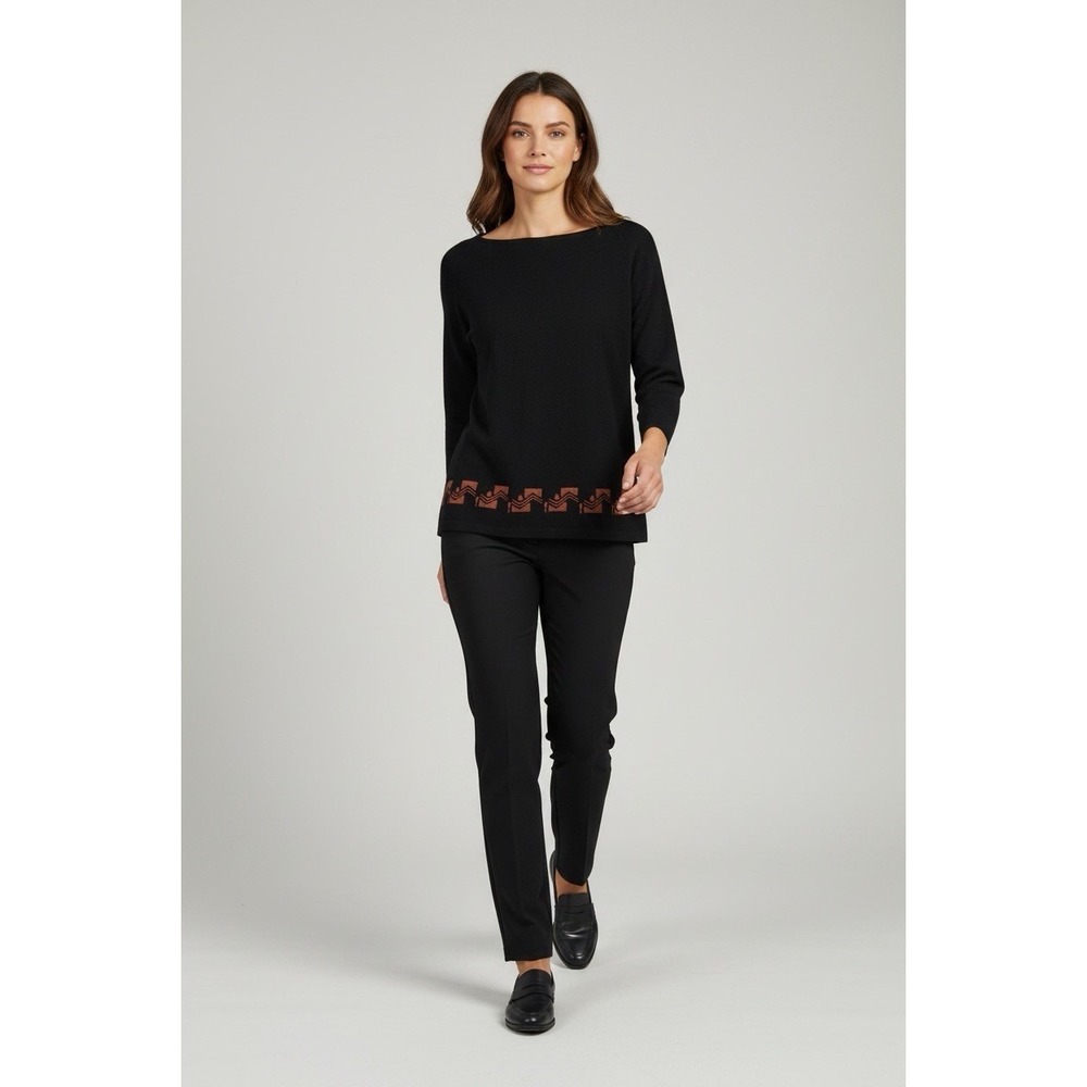 Vtg Nicole Studio New York Blouse Womens Black Embroidered 14 Top‎ Boho Artsy